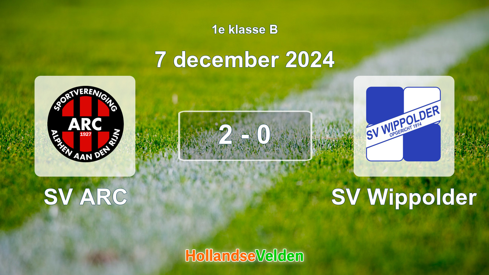 Gespeelde wedstrijd: SV ARC - SV Wippolder 2 - 0 (7 december 2024)