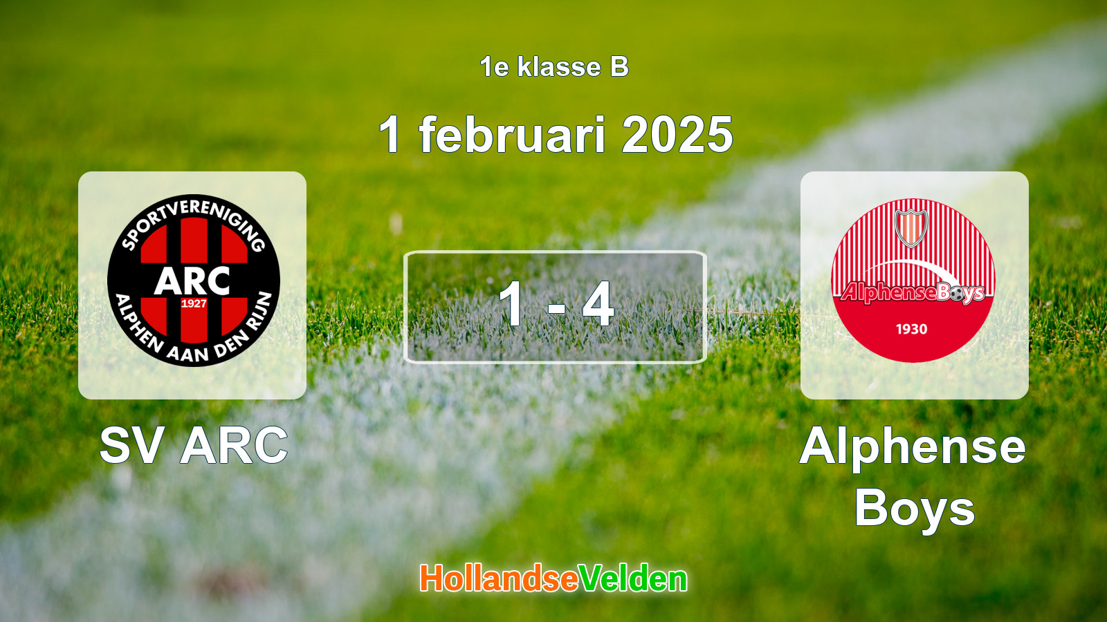 Gespeelde wedstrijd: SV ARC - Alphense Boys 1 - 4 (1 februari 2025)