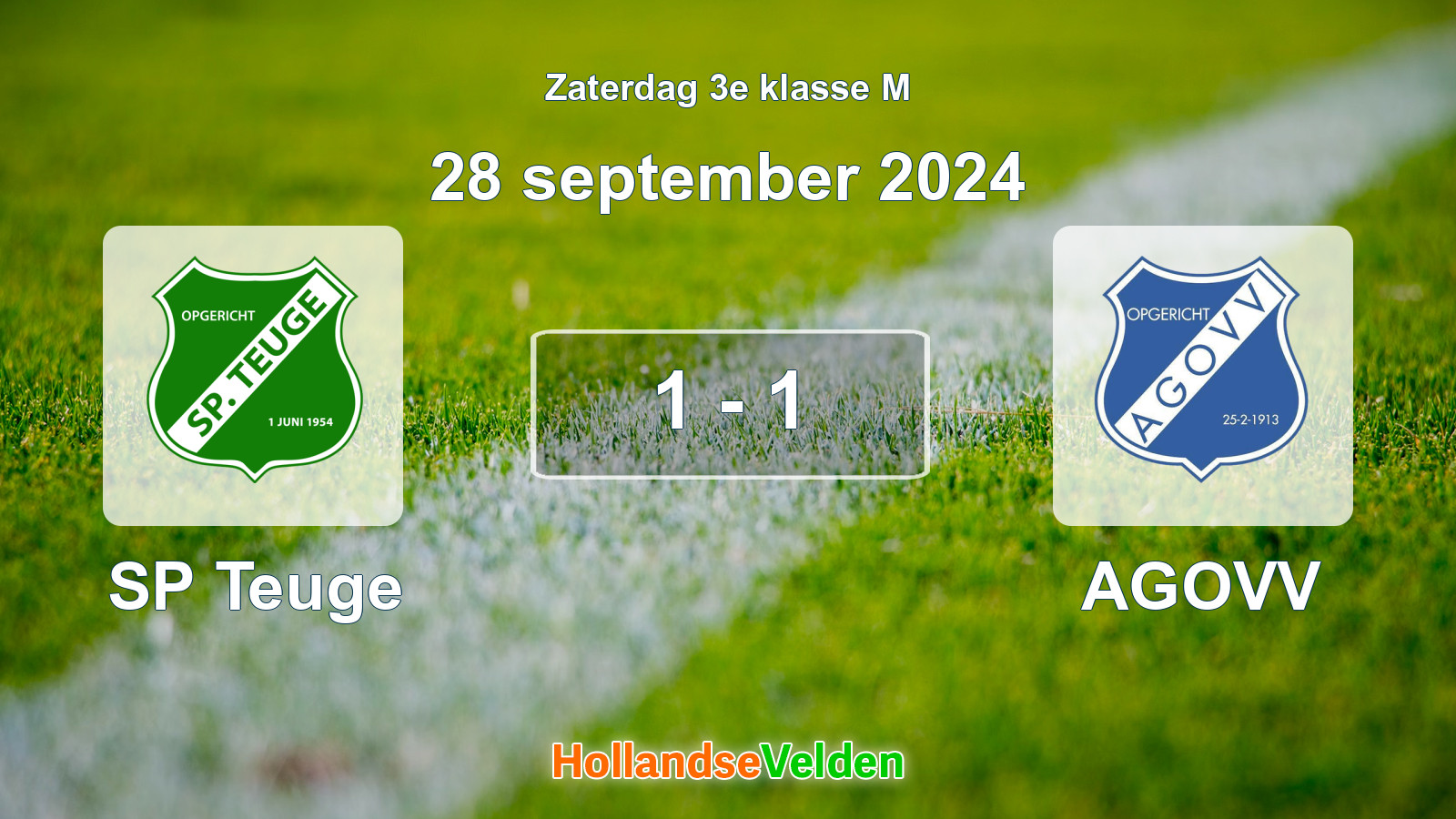 Gespeelde wedstrijd: SP Teuge - AGOVV 1 - 1 (28 september 2024)