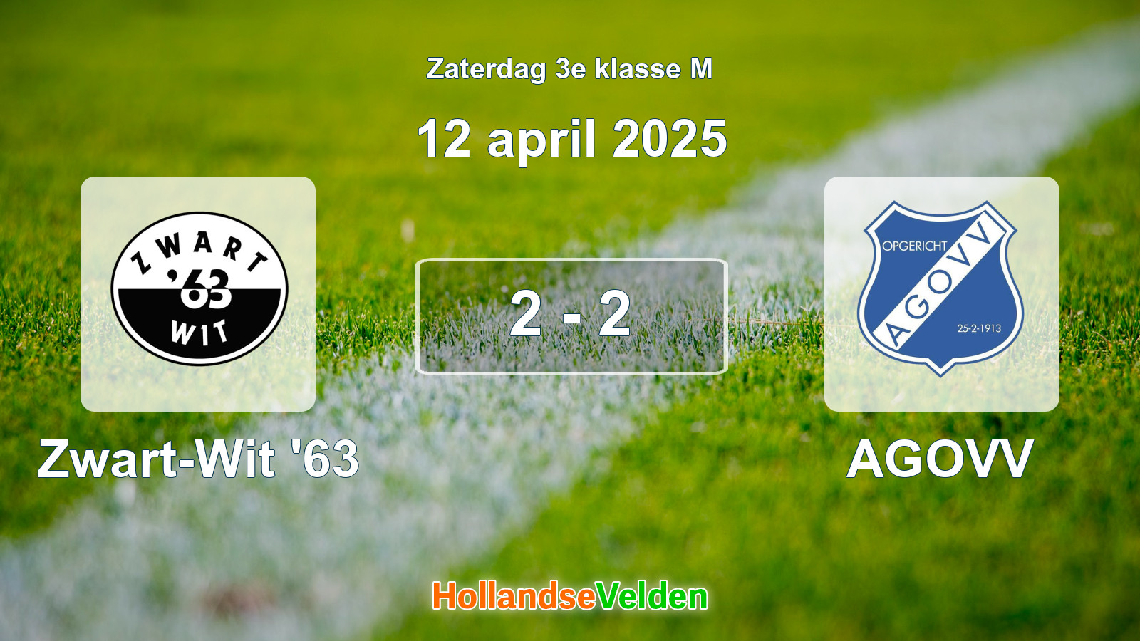 Gespeelde wedstrijd: Zwart-Wit '63 - AGOVV 2 - 2 (12 april 2025)