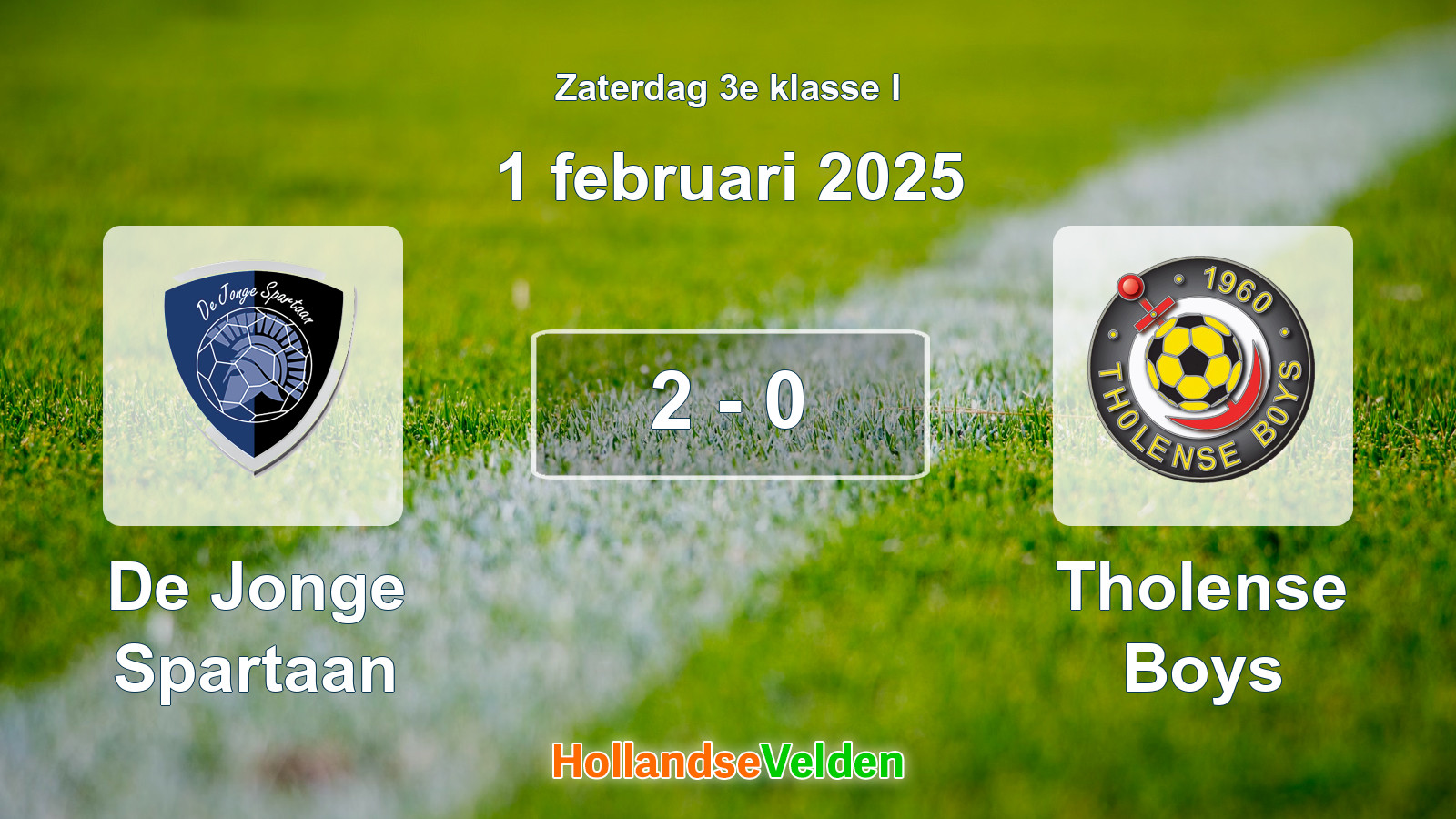 Gespeelde wedstrijd: De Jonge Spartaan - Tholense Boys 2 - 0 (1 februari 2025)