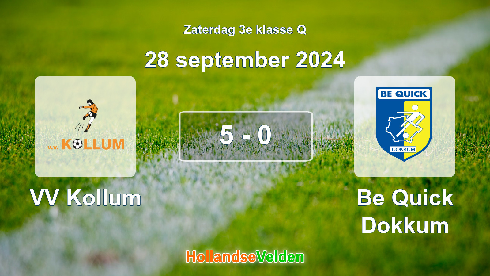 Gespeelde wedstrijd: VV Kollum - Be Quick Dokkum 5 - 0 (28 september 2024)