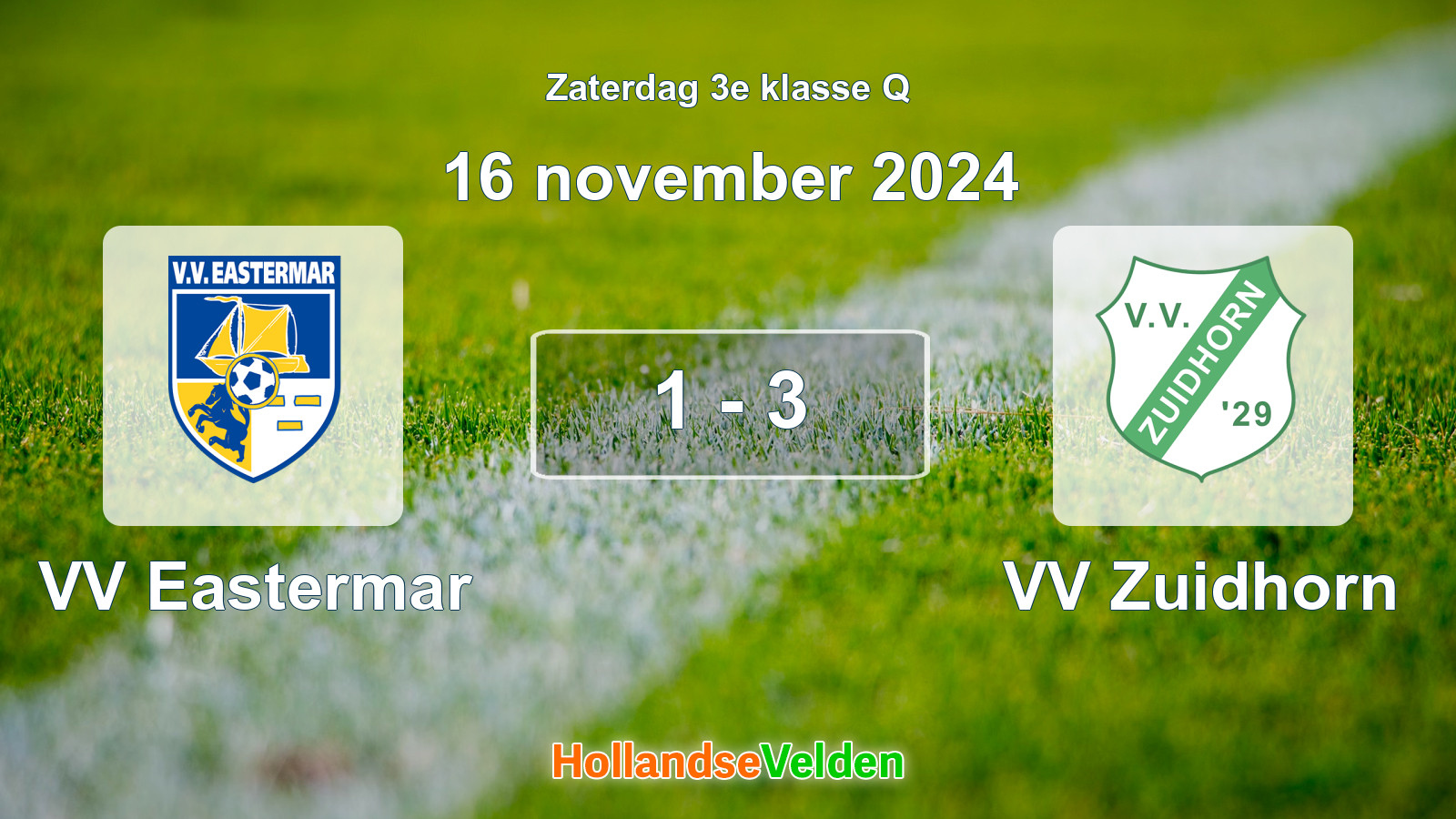 Gespeelde wedstrijd: VV Eastermar - VV Zuidhorn 1 - 3 (16 november 2024)