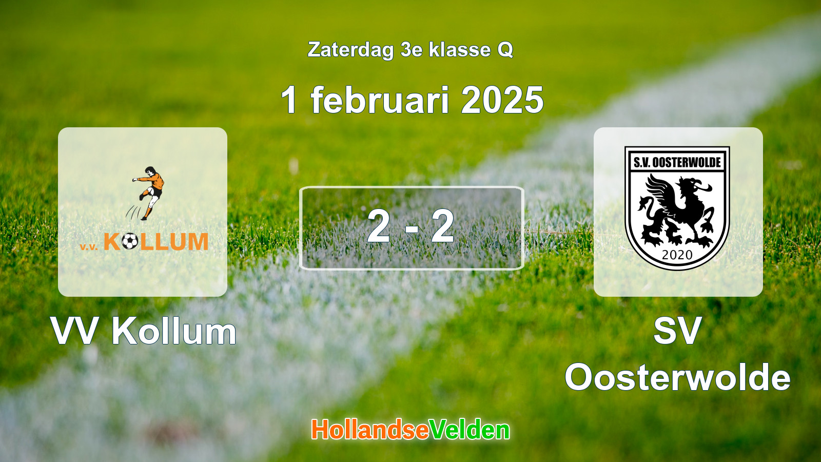 Gespeelde wedstrijd: VV Kollum - SV Oosterwolde 2 - 2 (1 februari 2025)