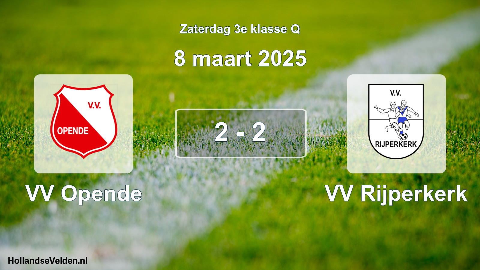 Gespeelde wedstrijd: VV Opende - VV Rijperkerk 2 - 2 (8 maart 2025)