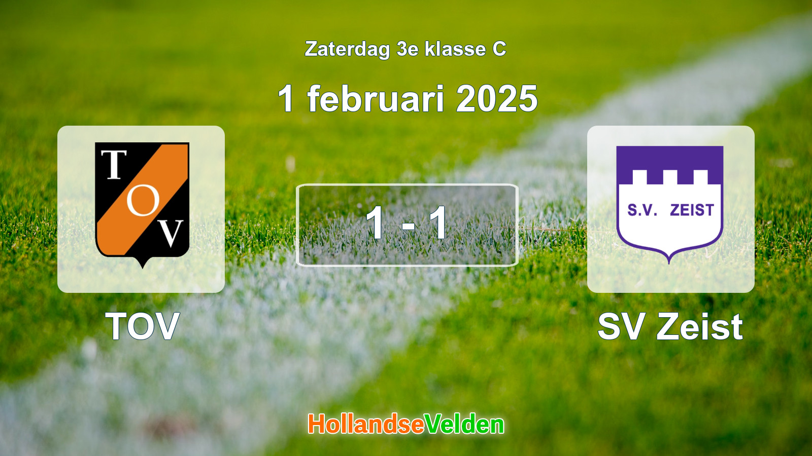 Gespeelde wedstrijd: TOV - SV Zeist 1 - 1 (1 februari 2025)