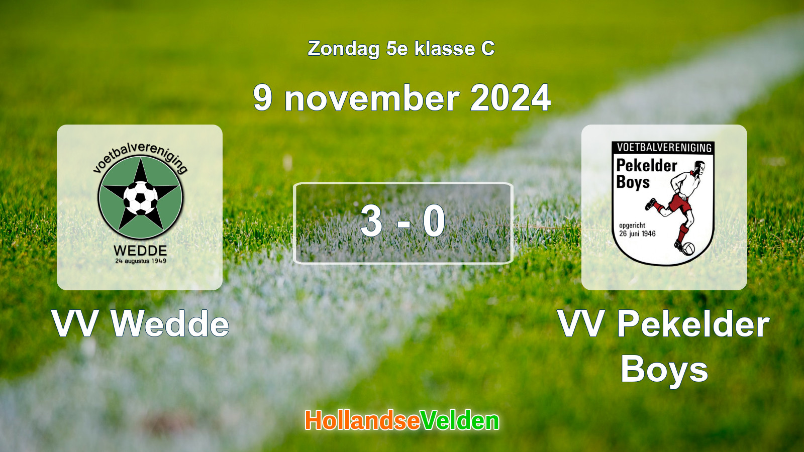 Gespeelde wedstrijd: VV Wedde - VV Pekelder Boys 3 - 0 (9 november 2024)