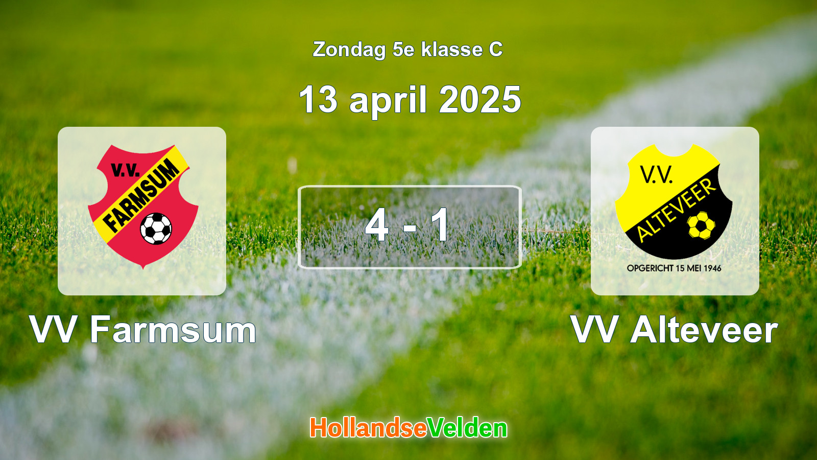 Gespeelde wedstrijd: VV Farmsum - VV Alteveer 4 - 1 (13 april 2025)