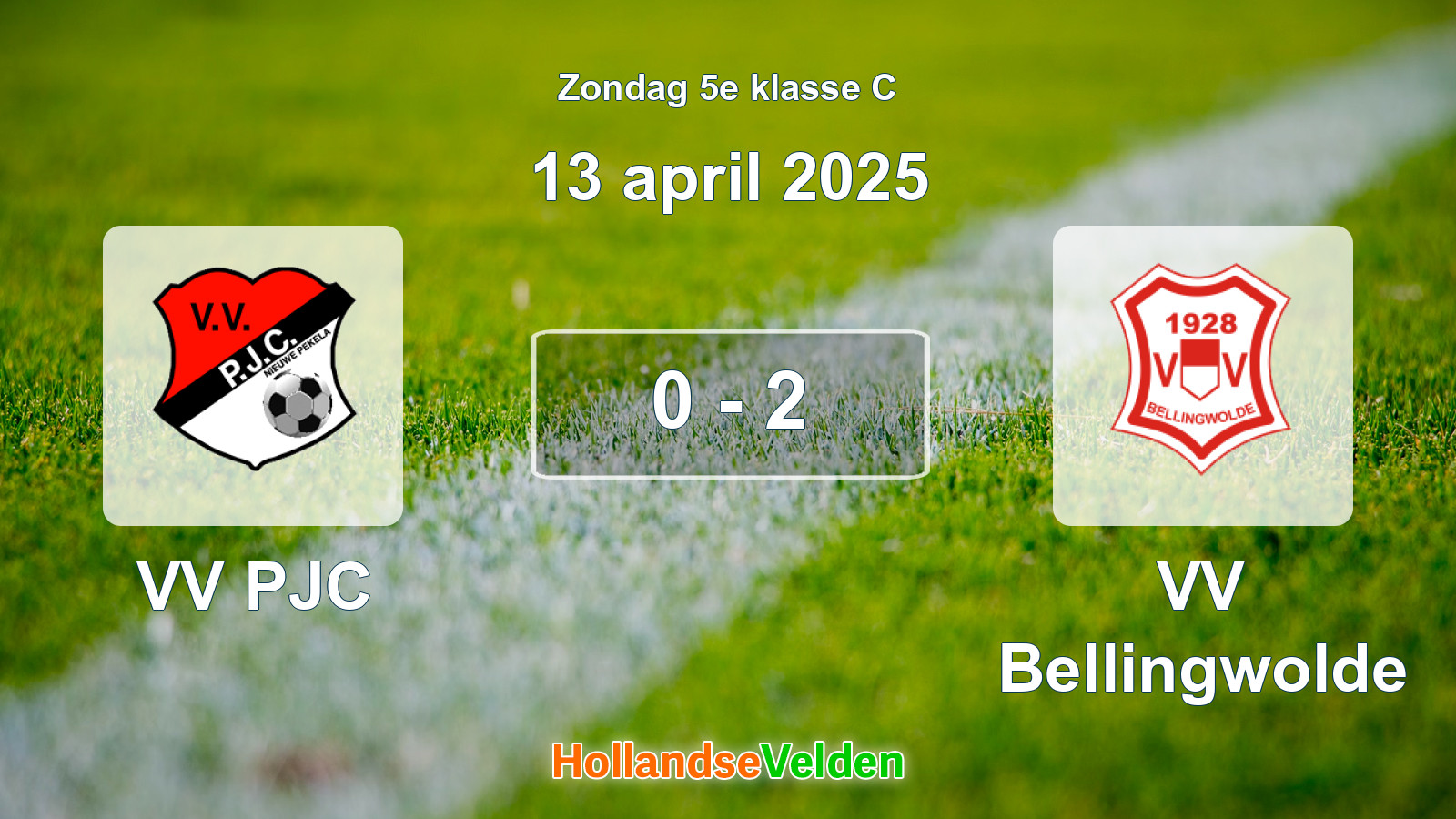 Gespeelde wedstrijd: VV PJC - VV Bellingwolde 0 - 2 (13 april 2025)