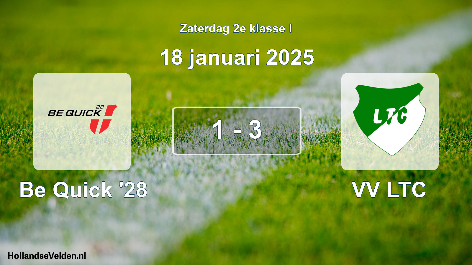 Gespeelde wedstrijd: Be Quick '28 - VV LTC 1 - 3 (18 januari 2025)