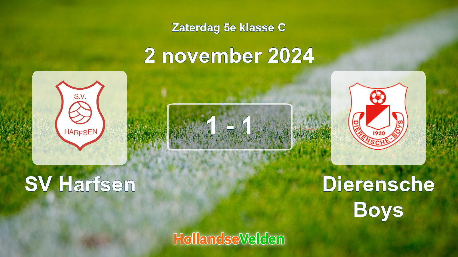 Gespeelde wedstrijd: SV Harfsen - Dierensche Boys 1 - 1 (2 november 2024)