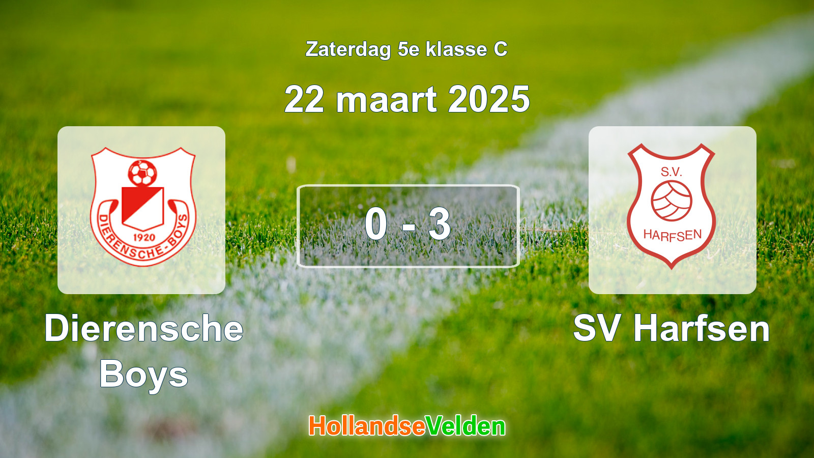 Gespeelde wedstrijd: Dierensche Boys - SV Harfsen 0 - 3 (22 maart 2025)