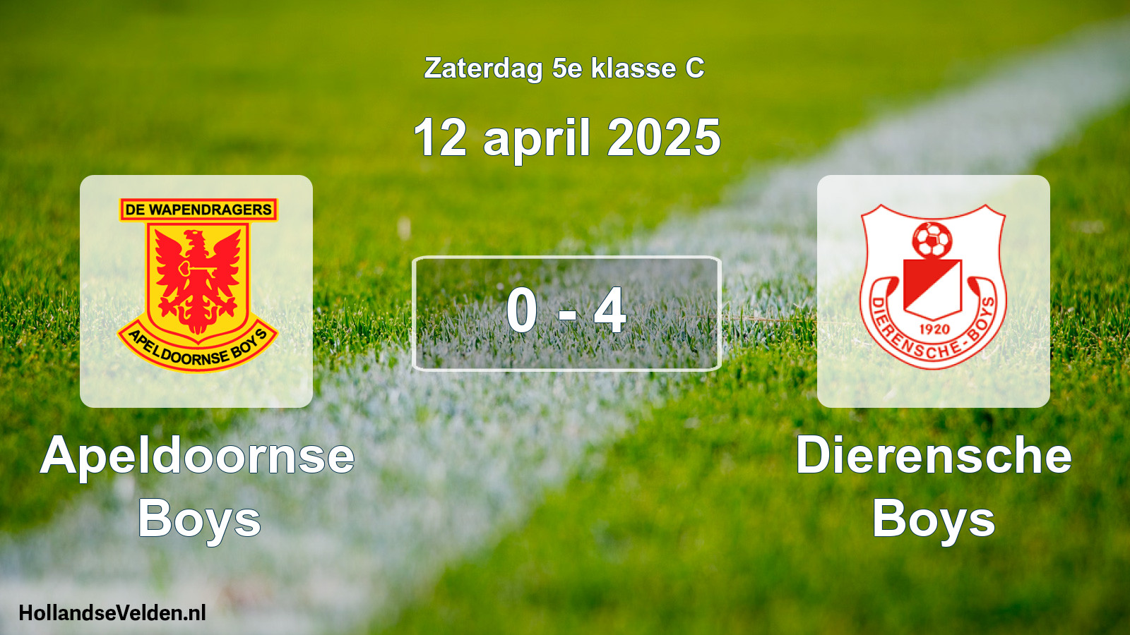 Gespeelde wedstrijd: Apeldoornse Boys - Dierensche Boys 0 - 4 (12 april 2025)