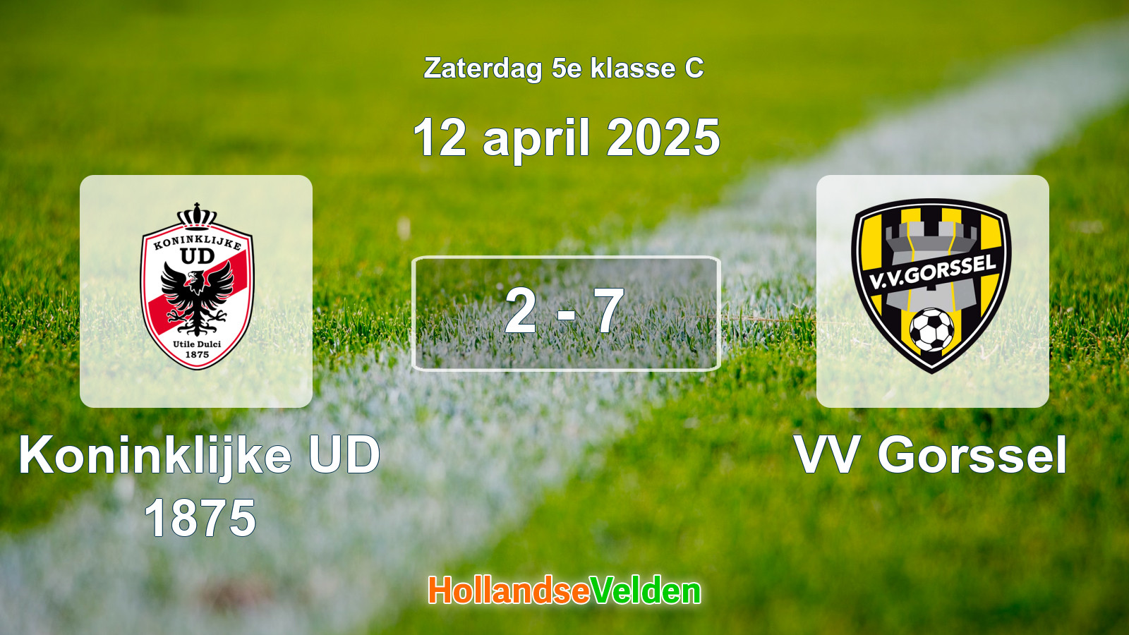 Gespeelde wedstrijd: Koninklijke UD 1875 - VV Gorssel 2 - 7 (12 april 2025)
