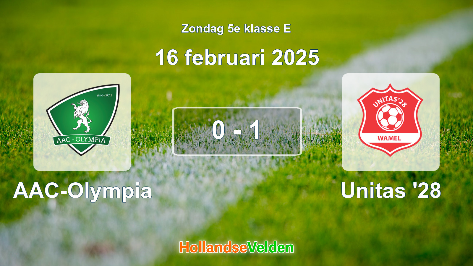 Gespeelde wedstrijd: AAC-Olympia - Unitas '28 0 - 1 (16 februari 2025)