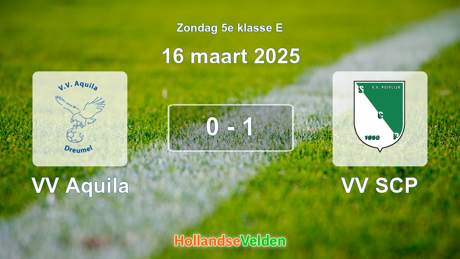 Gespeelde wedstrijd: VV Aquila - VV SCP 0 - 1 (16 maart 2025)