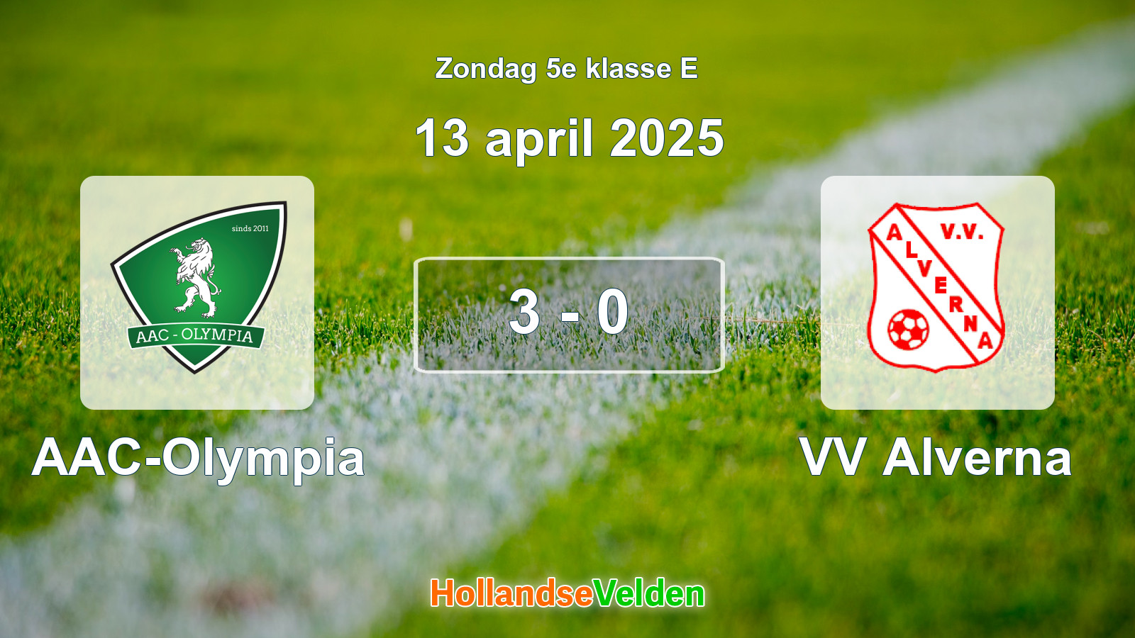 Gespeelde wedstrijd: AAC-Olympia - VV Alverna 3 - 0 (13 april 2025)