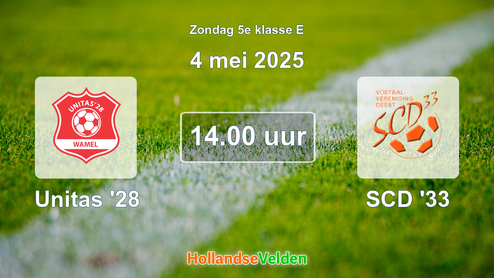 Geplande wedstrijd: Unitas '28 - SCD '33 (4 mei 2025)
