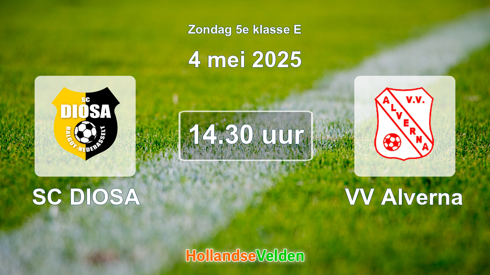 Geplande wedstrijd: SC DIOSA - VV Alverna (4 mei 2025)