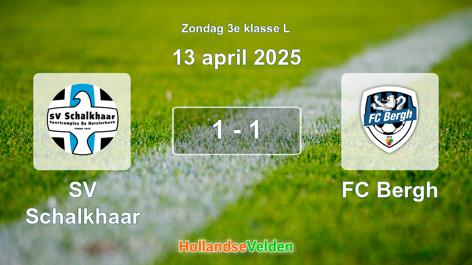Gespeelde wedstrijd: SV Schalkhaar - FC Bergh 1 - 1 (13 april 2025)