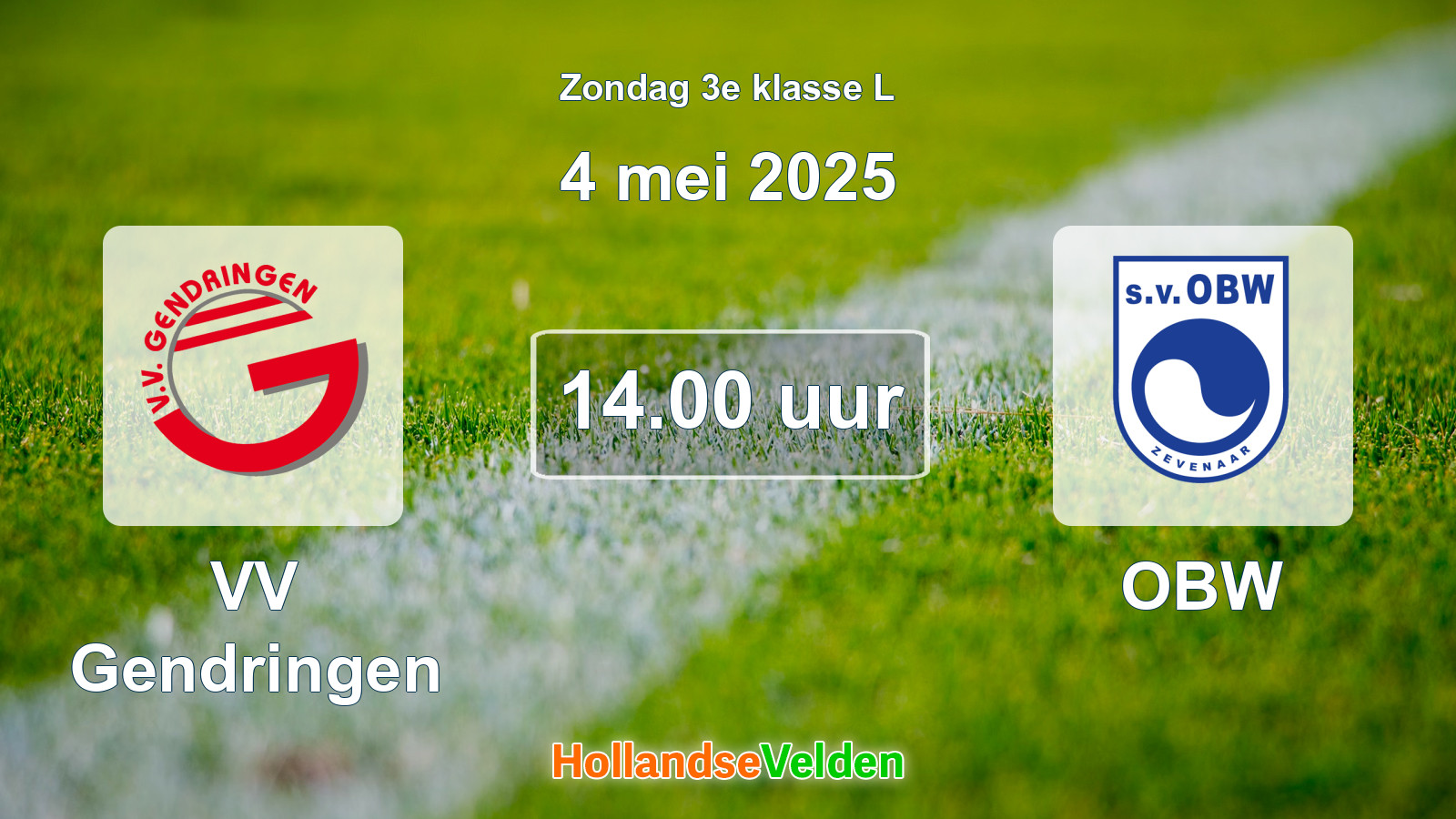 Geplande wedstrijd: VV Gendringen - OBW (4 mei 2025)