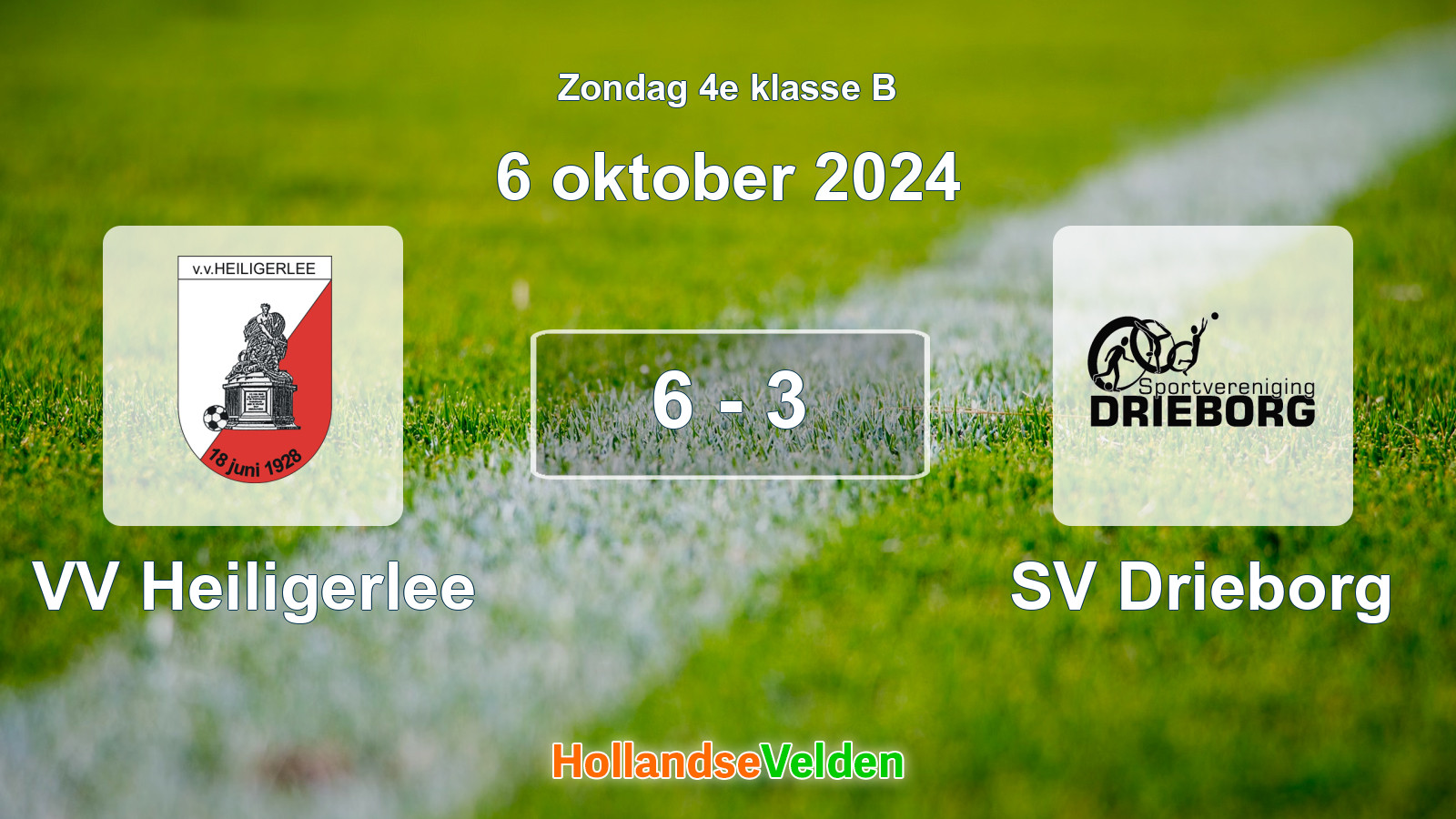 Gespeelde wedstrijd: VV Heiligerlee - SV Drieborg 6 - 3 (6 oktober 2024)