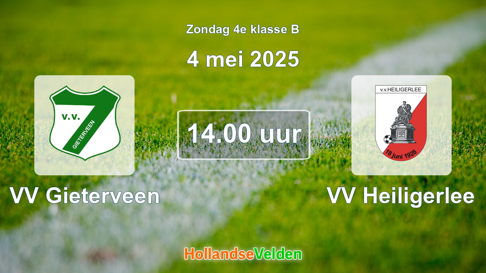 Geplande wedstrijd: VV Gieterveen - VV Heiligerlee (4 mei 2025)