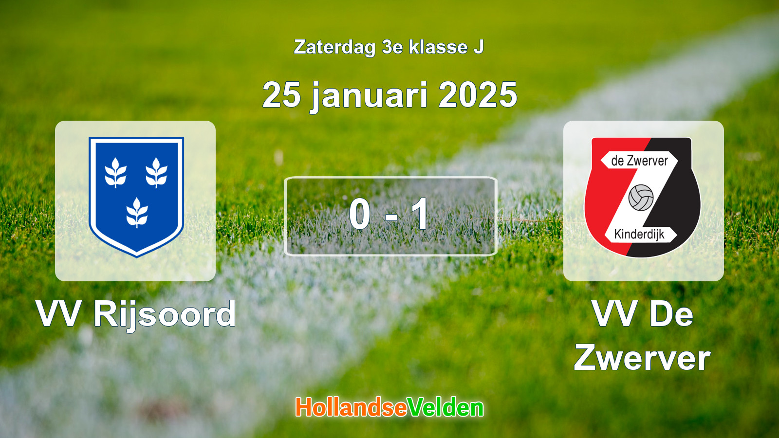Gespeelde wedstrijd: VV Rijsoord - VV De Zwerver 0 - 1 (25 januari 2025)