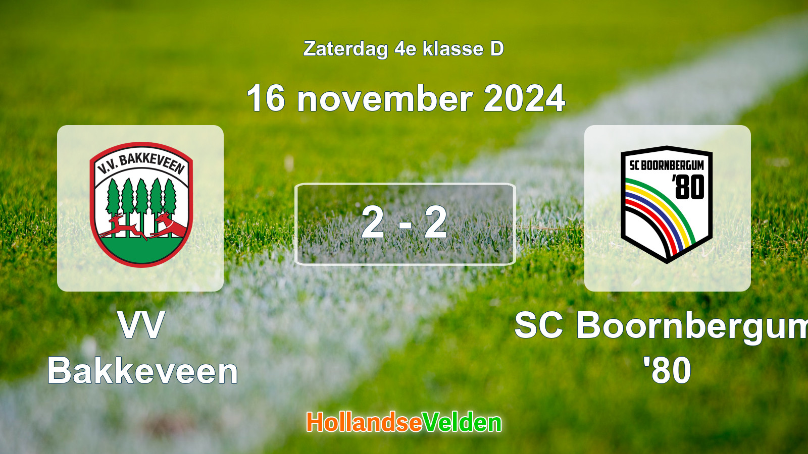 Gespeelde wedstrijd: VV Bakkeveen - SC Boornbergum '80 2 - 2 (16 november 2024)