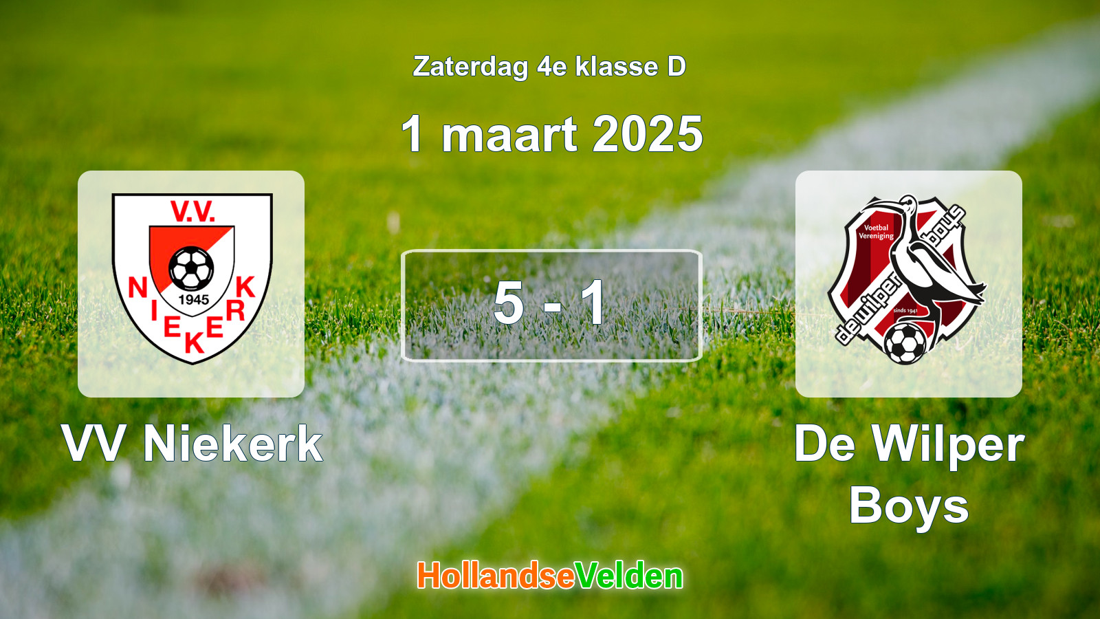 Gespeelde wedstrijd: VV Niekerk - De Wilper Boys 5 - 1 (1 maart 2025)