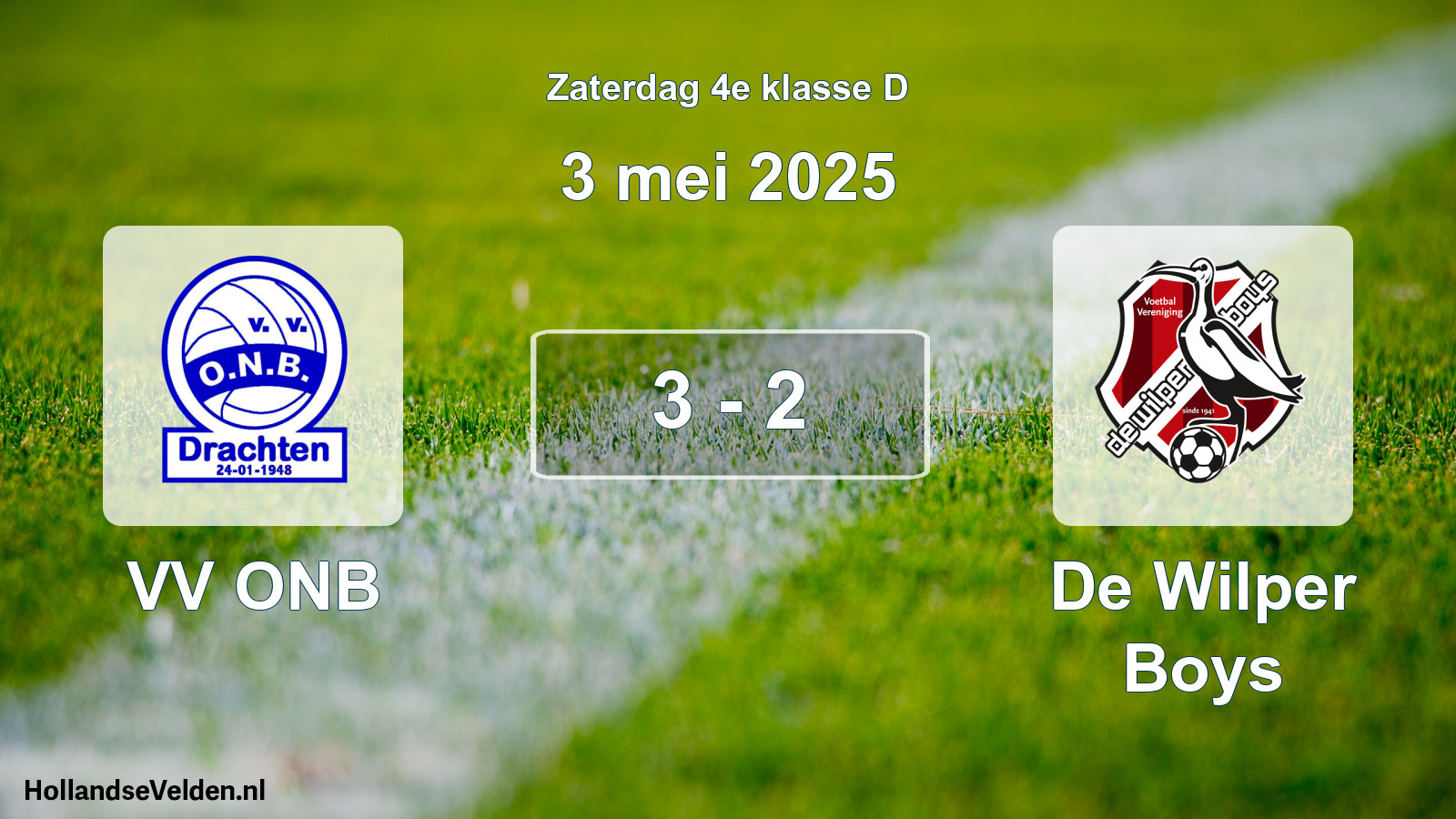 Gespeelde wedstrijd: VV ONB - De Wilper Boys 3 - 2 (3 mei 2025)