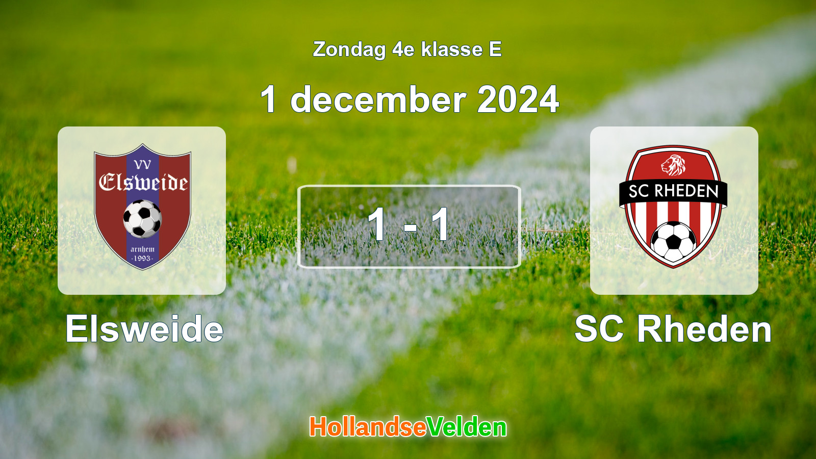 Gespeelde wedstrijd: Elsweide - SC Rheden 1 - 1 (1 december 2024)