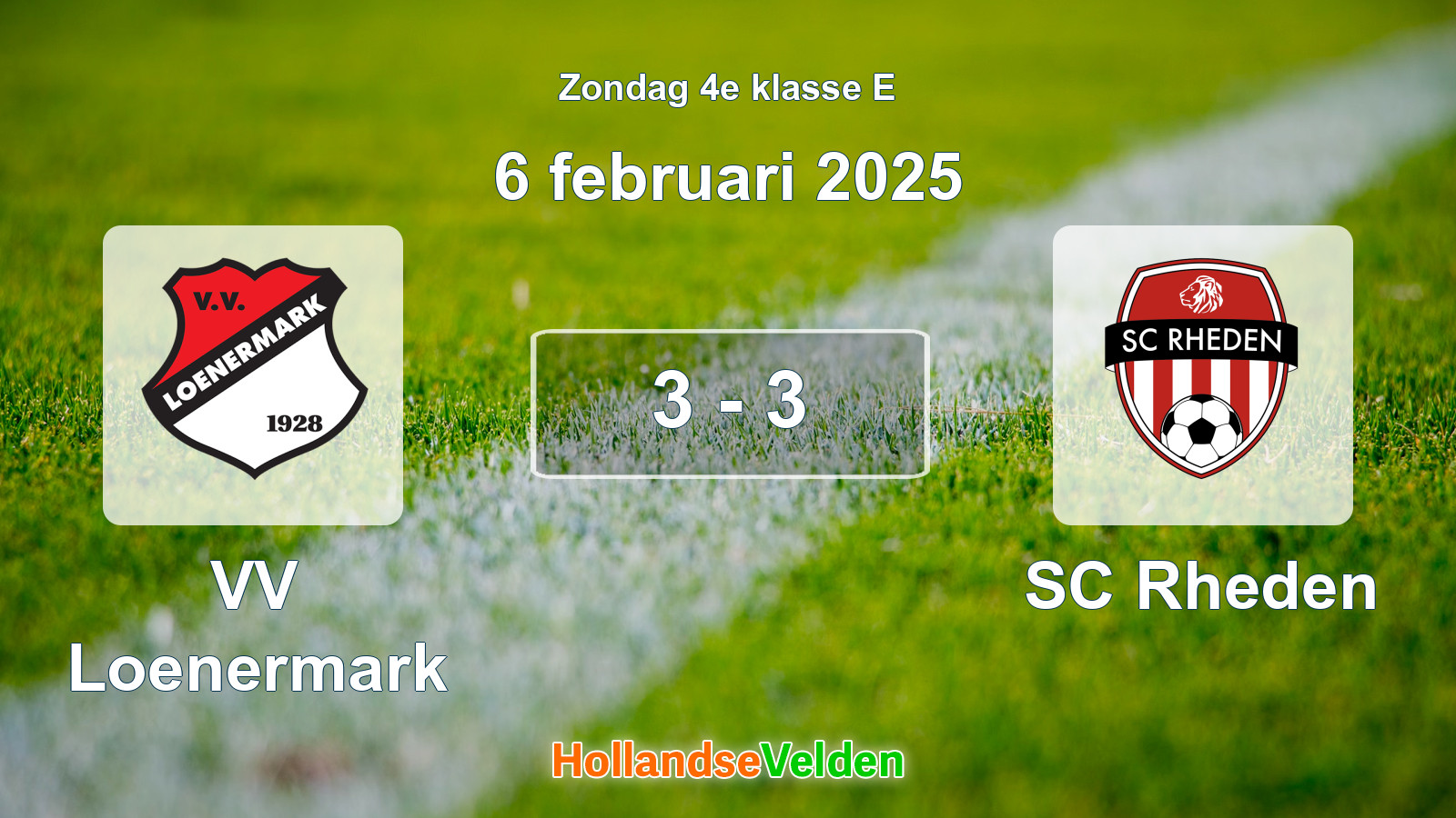 Gespeelde wedstrijd: VV Loenermark - SC Rheden 3 - 3 (6 februari 2025)