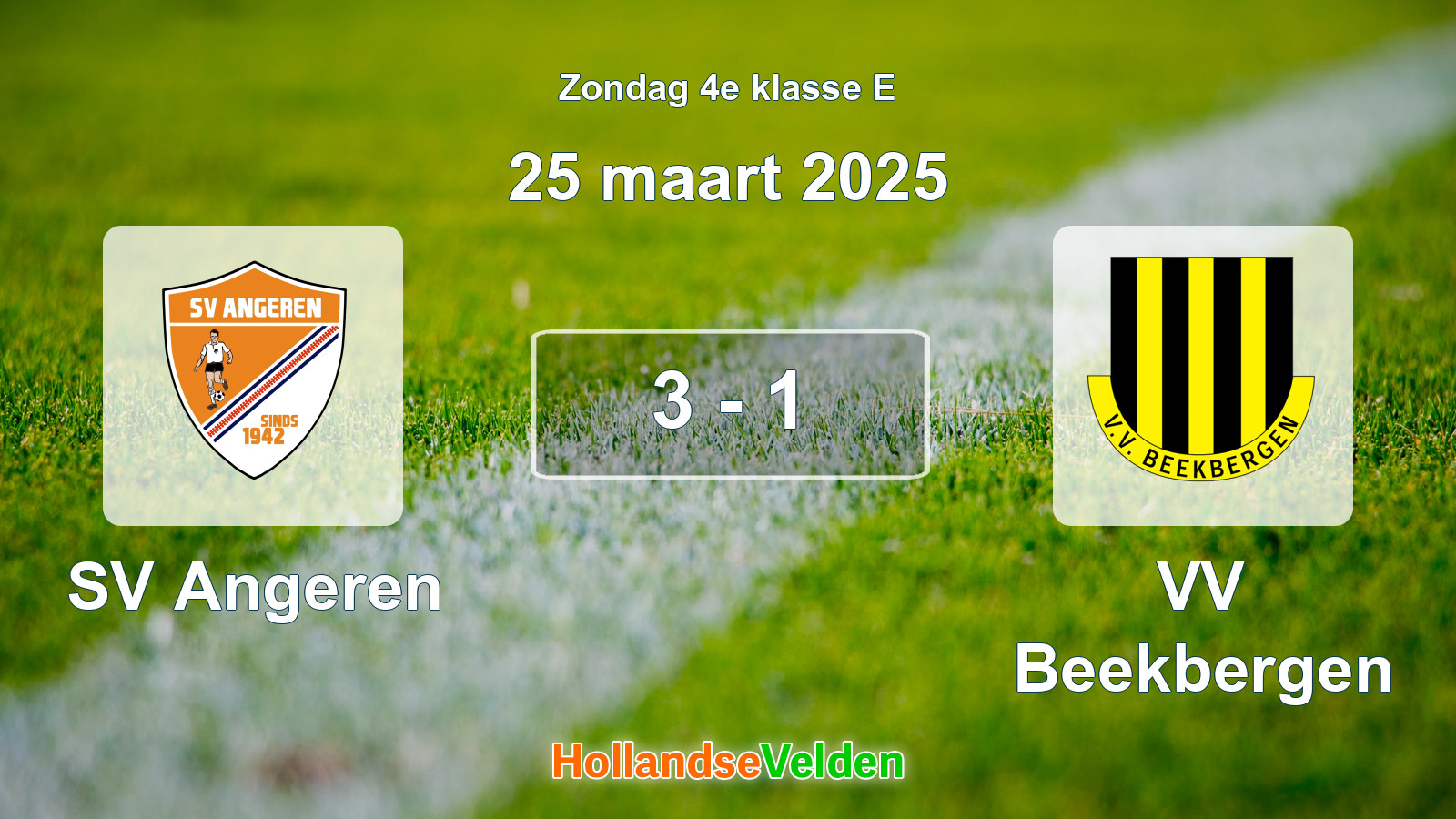 Gespeelde wedstrijd: SV Angeren - VV Beekbergen 3 - 1 (25 maart 2025)
