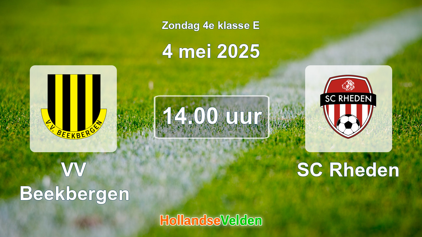 Geplande wedstrijd: VV Beekbergen - SC Rheden (4 mei 2025)