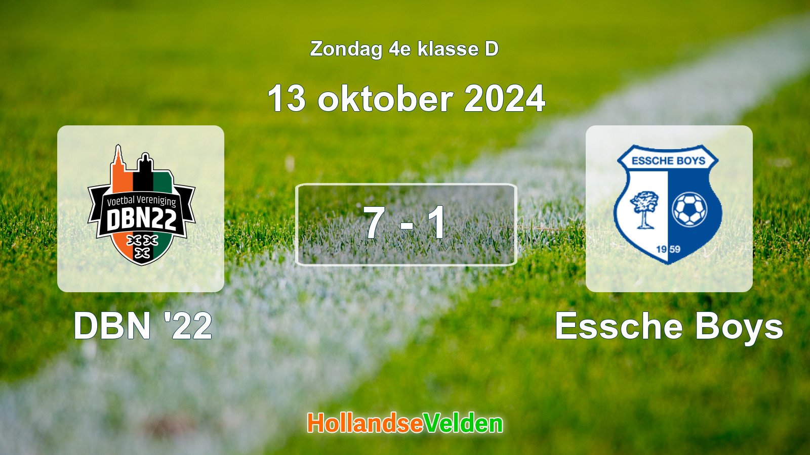 Gespeelde wedstrijd: DBN '22 - Essche Boys 7 - 1 (13 oktober 2024)
