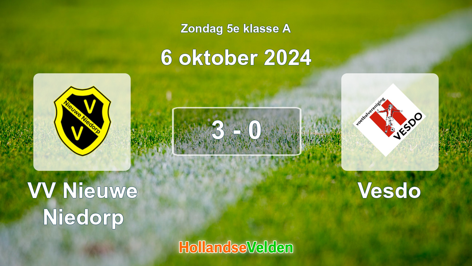 Gespeelde wedstrijd: VV Nieuwe Niedorp - Vesdo 3 - 0 (6 oktober 2024)