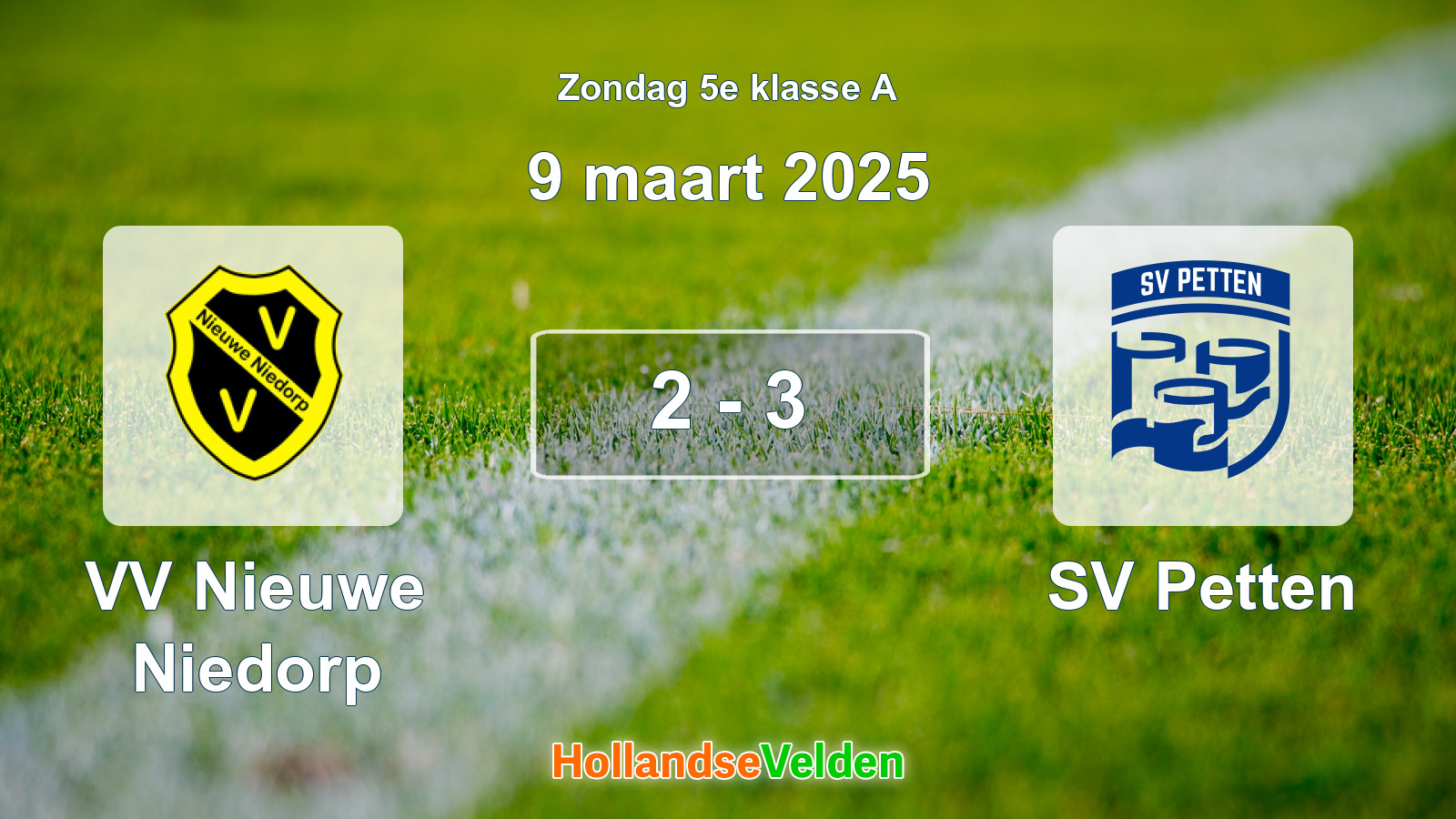 Gespeelde wedstrijd: VV Nieuwe Niedorp - SV Petten 2 - 3 (9 maart 2025)