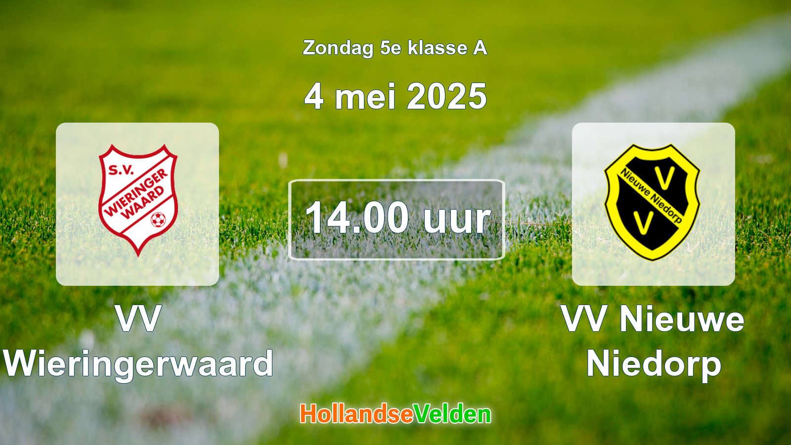 Geplande wedstrijd: VV Wieringerwaard - VV Nieuwe Niedorp (4 mei 2025)