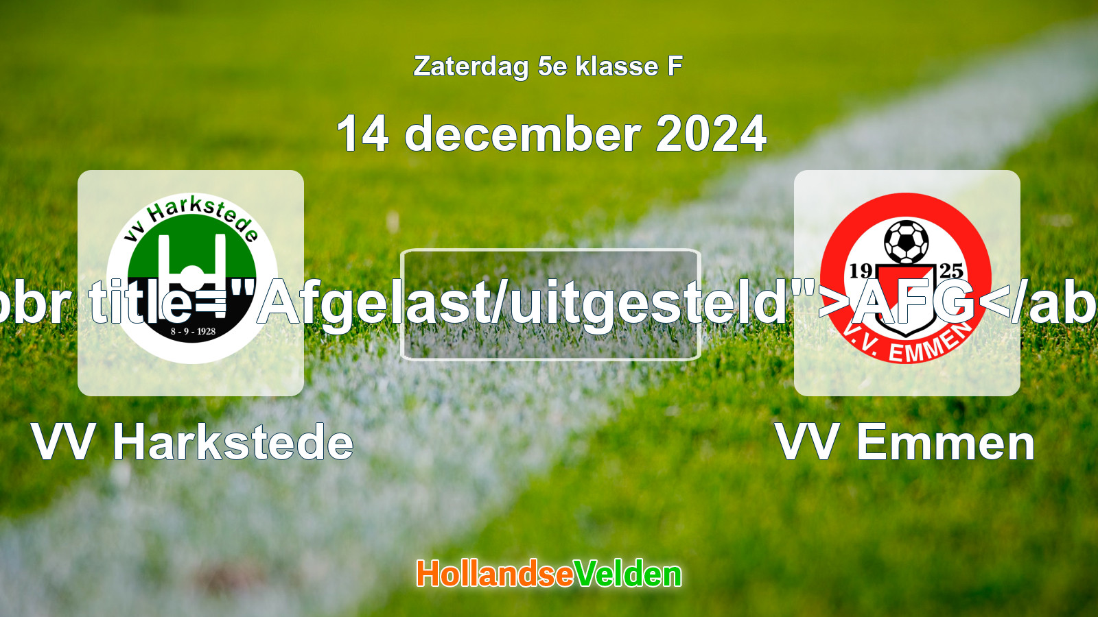 Geplande wedstrijd: VV Harkstede - VV Emmen (14 december 2024)