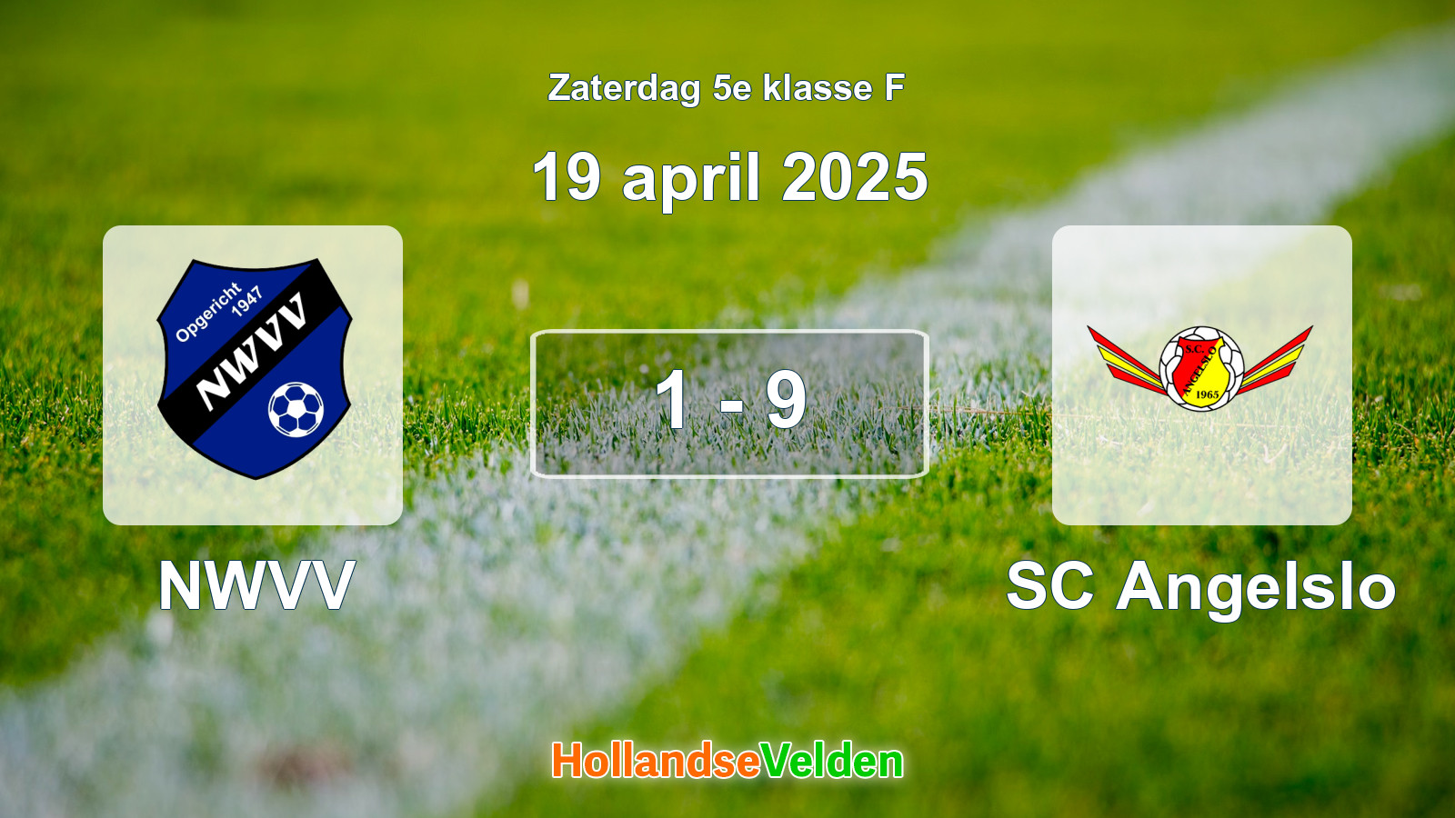 Gespeelde wedstrijd: NWVV - SC Angelslo 1 - 9 (19 april 2025)