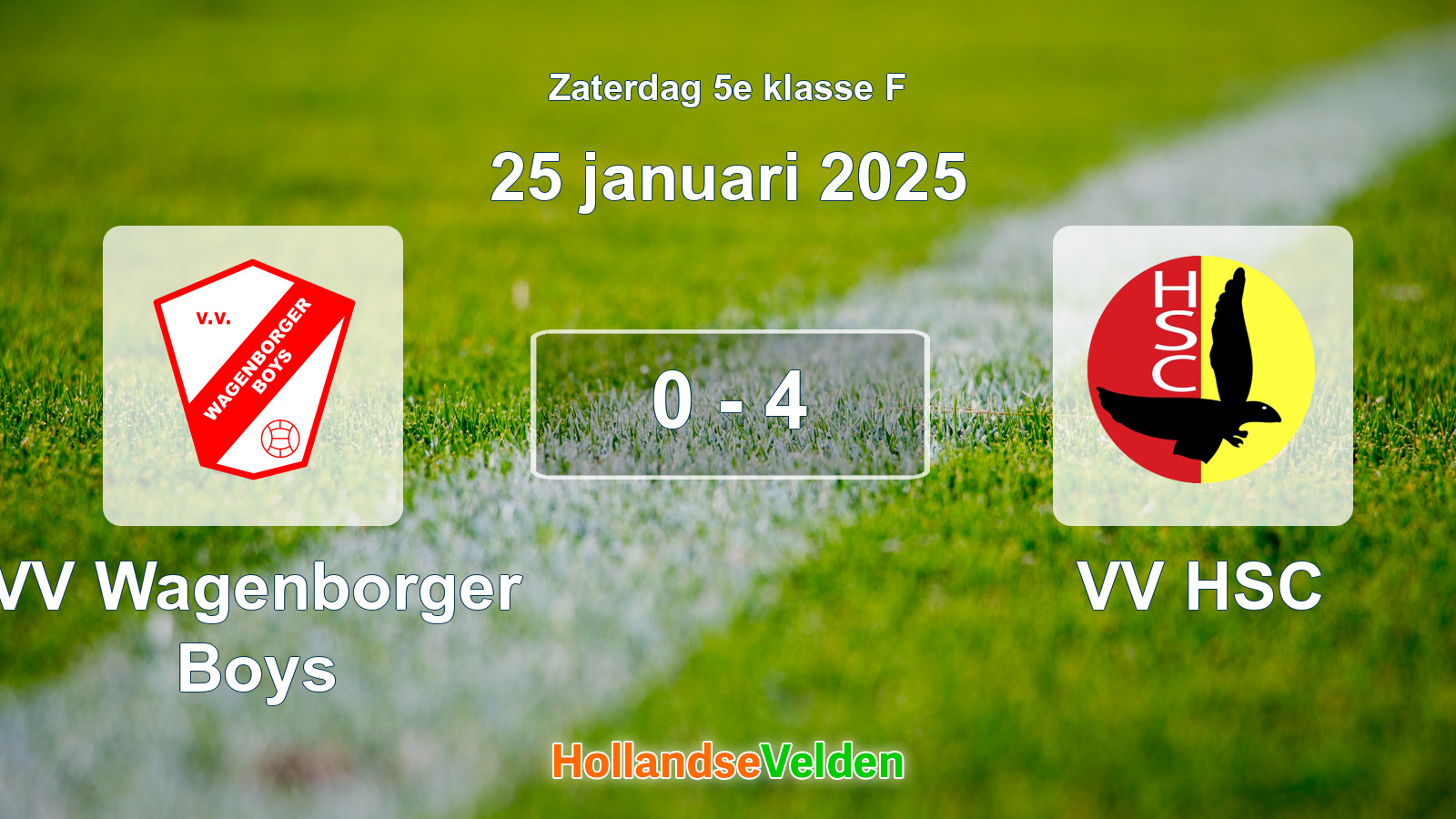 Gespeelde wedstrijd: VV Wagenborger Boys - VV HSC 0 - 4 (25 januari 2025)