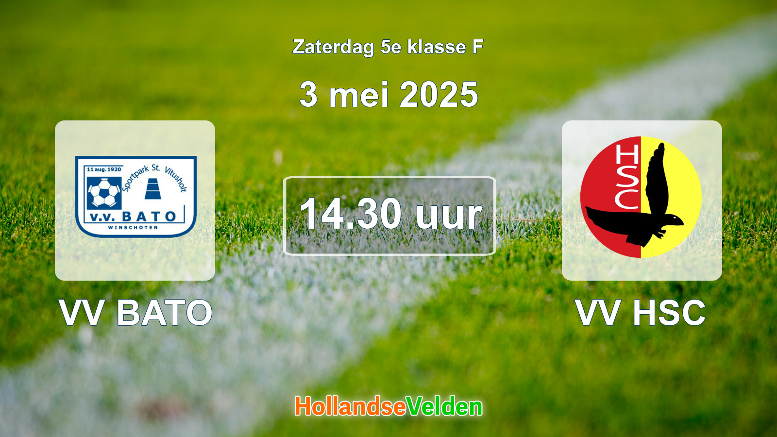 Geplande wedstrijd: VV BATO - VV HSC (3 mei 2025)