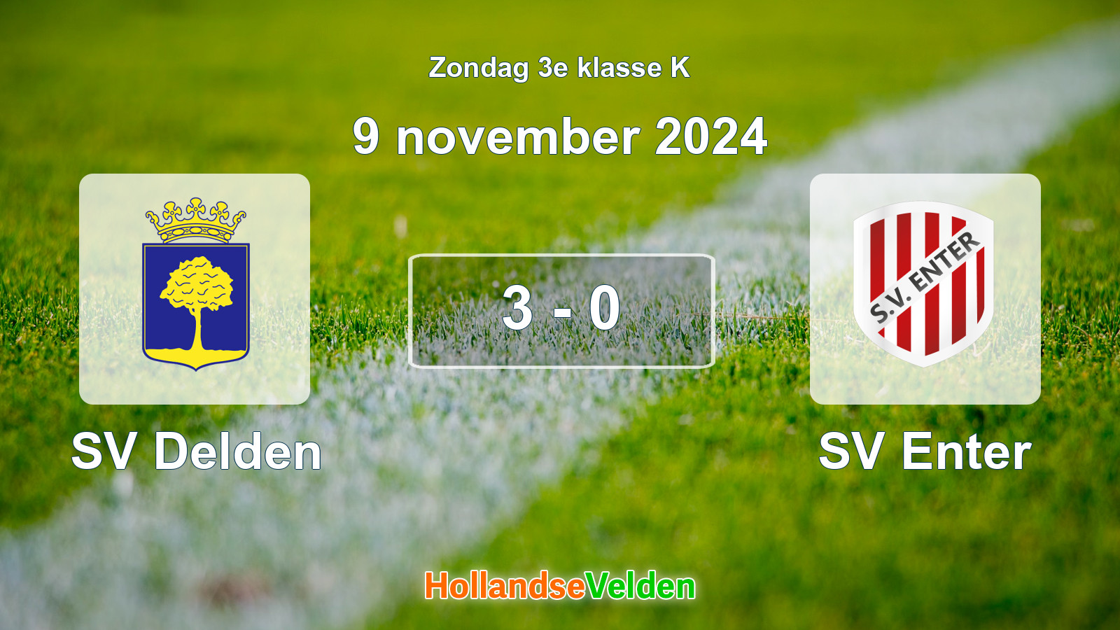 Gespeelde wedstrijd: SV Delden - SV Enter 3 - 0 (9 november 2024)