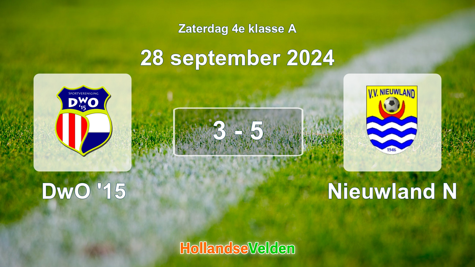 Gespeelde wedstrijd: DwO '15 - Nieuwland N 3 - 5 (28 september 2024)