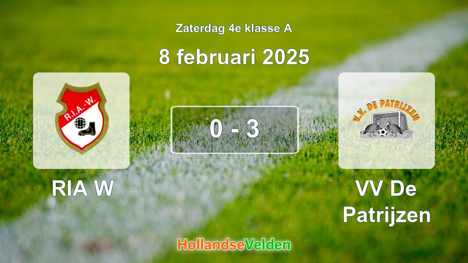 Gespeelde wedstrijd: RIA W - VV De Patrijzen 0 - 3 (8 februari 2025)