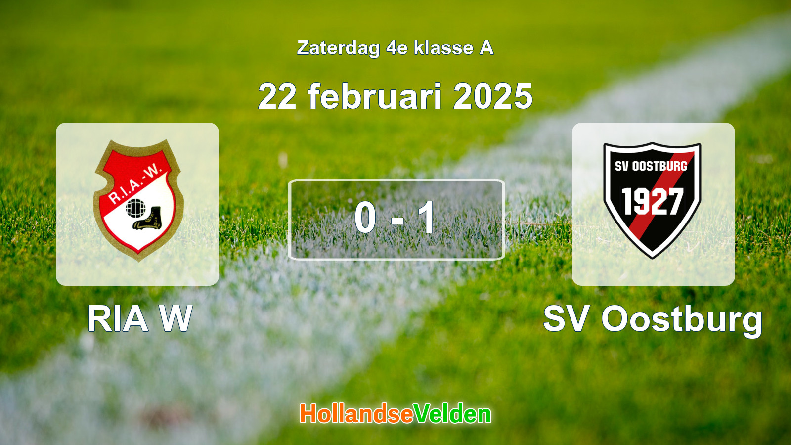 Gespeelde wedstrijd: RIA W - SV Oostburg 0 - 1 (22 februari 2025)