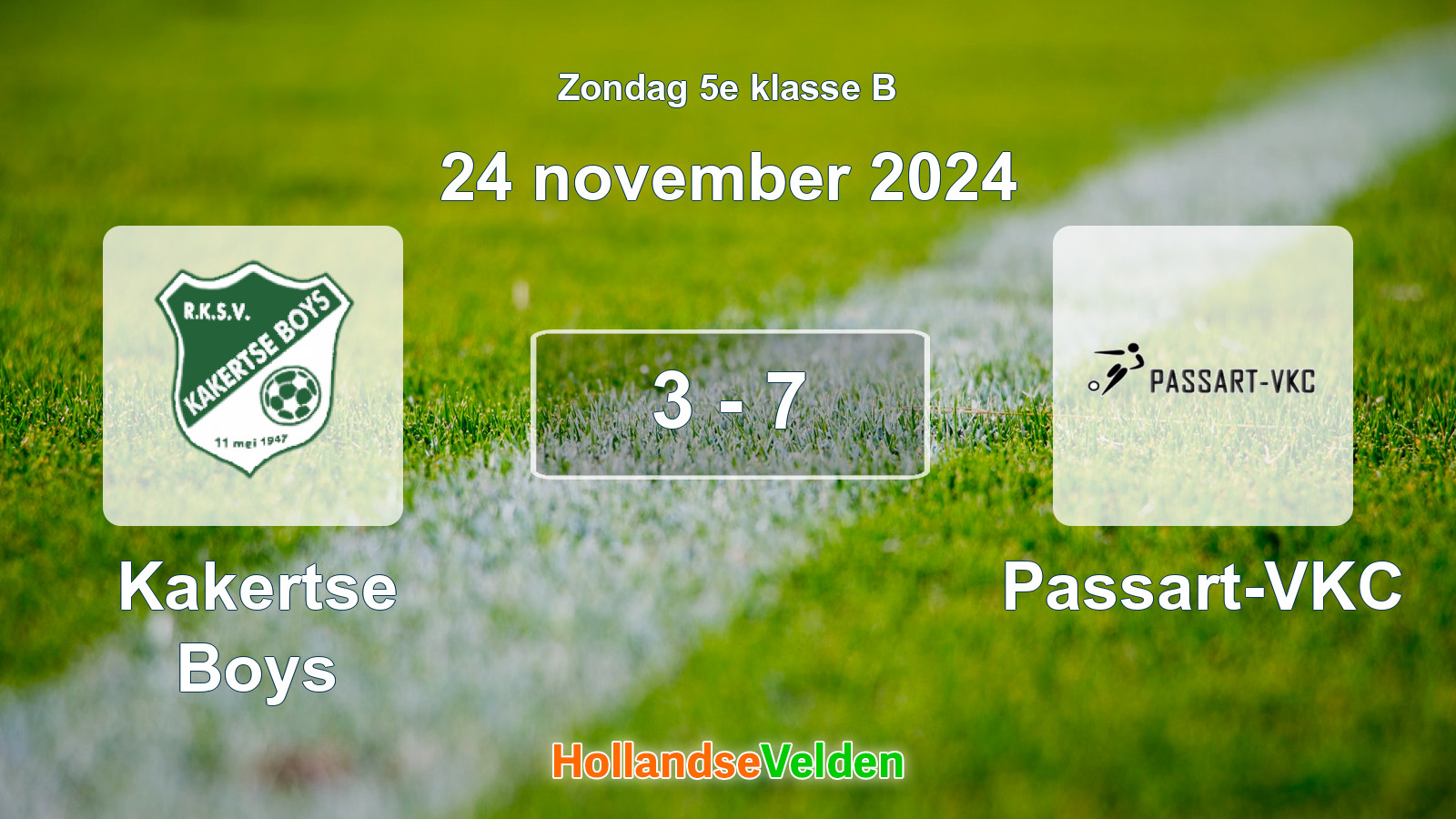 Gespeelde wedstrijd: Kakertse Boys - Passart-VKC 3 - 7 (24 november 2024)