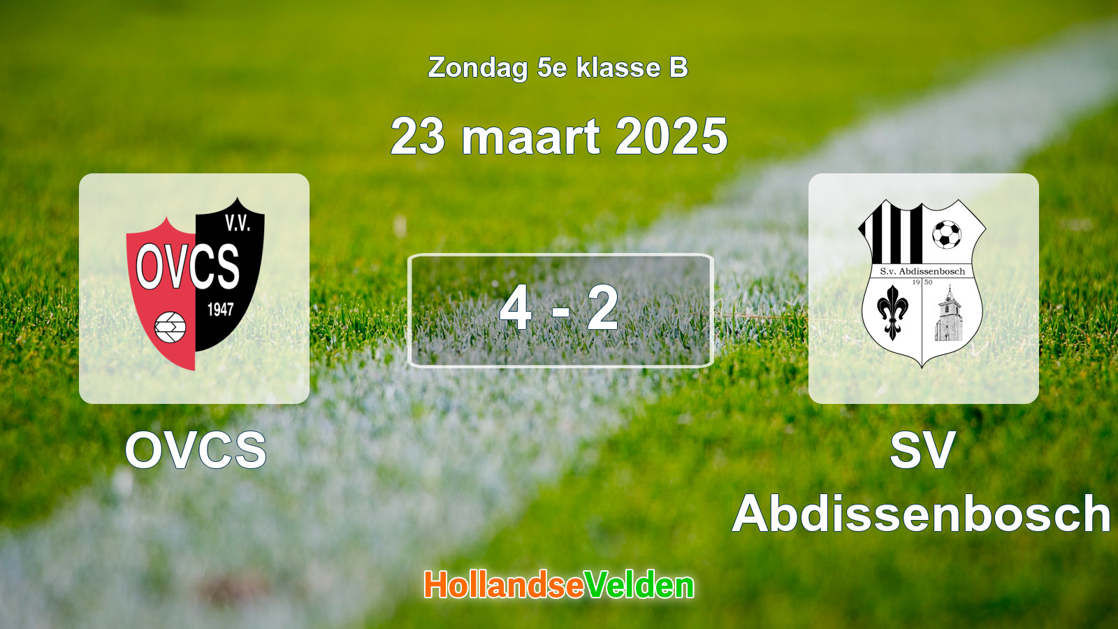 Gespeelde wedstrijd: OVCS - SV Abdissenbosch 4 - 2 (23 maart 2025)