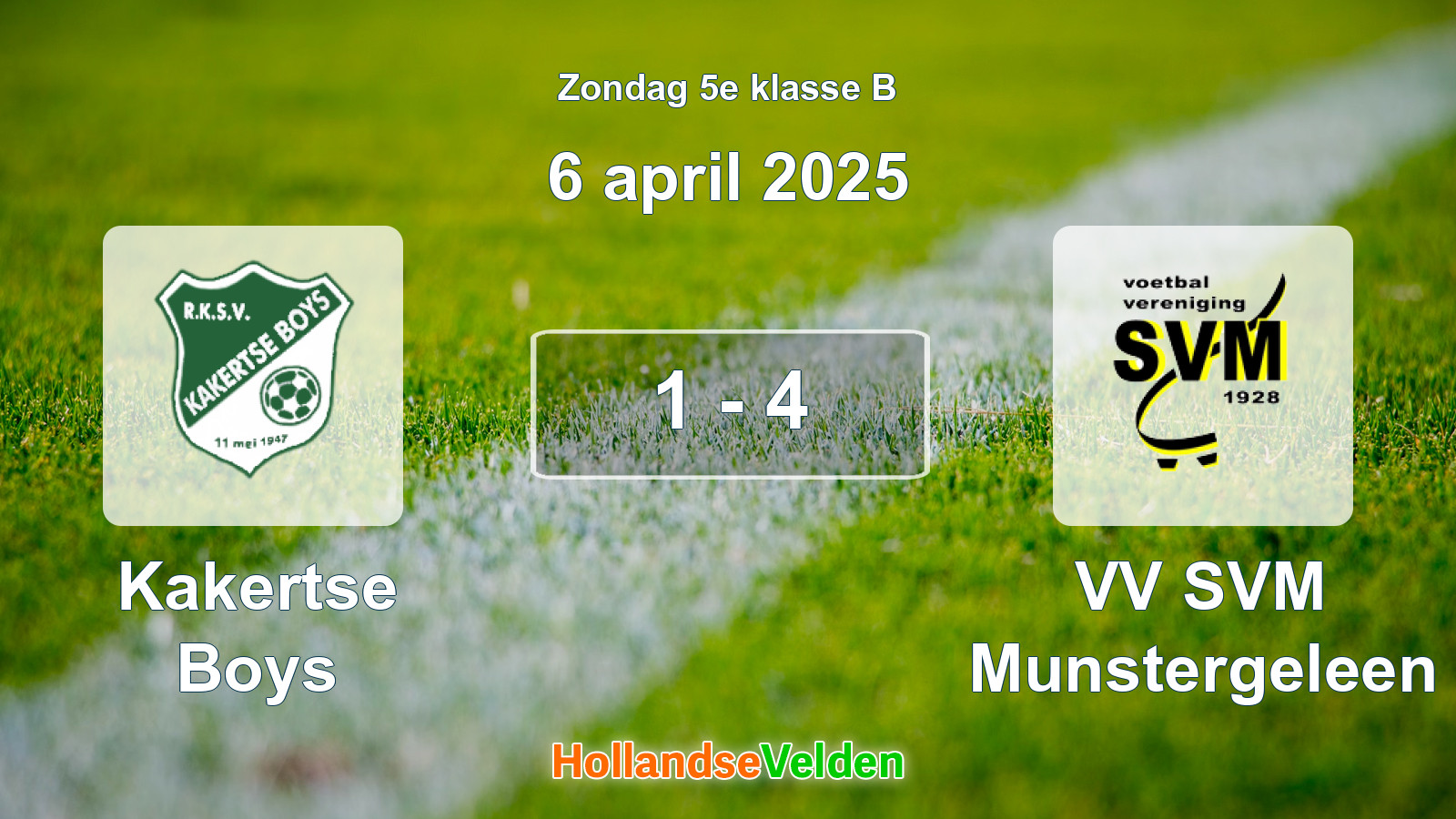 Gespeelde wedstrijd: Kakertse Boys - VV SVM Munstergeleen 1 - 4 (6 april 2025)